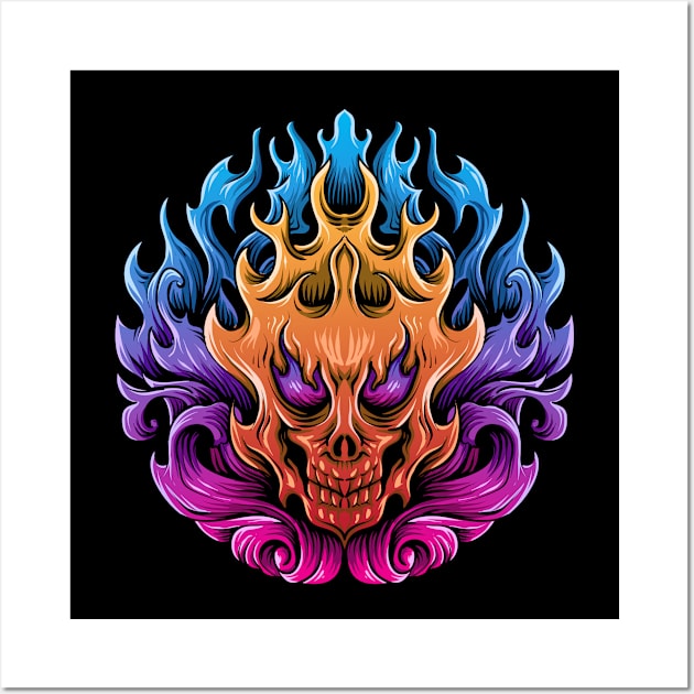 fire skull Wall Art by bondan_marshall